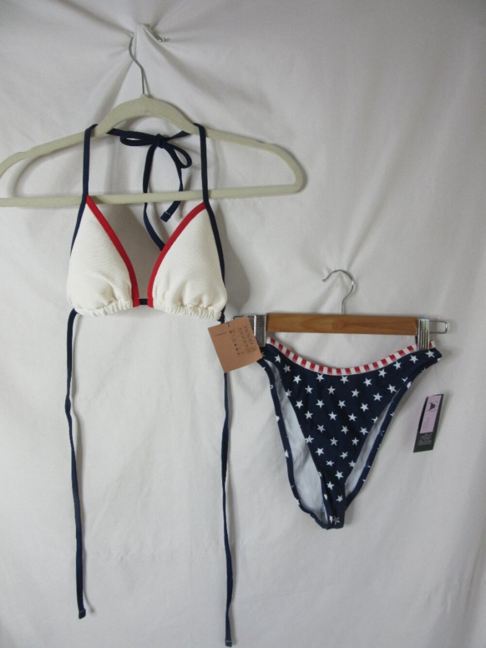 Shade & Shore wild fable 2 Piece Bikini Patriotic White Stars Size Small NWT